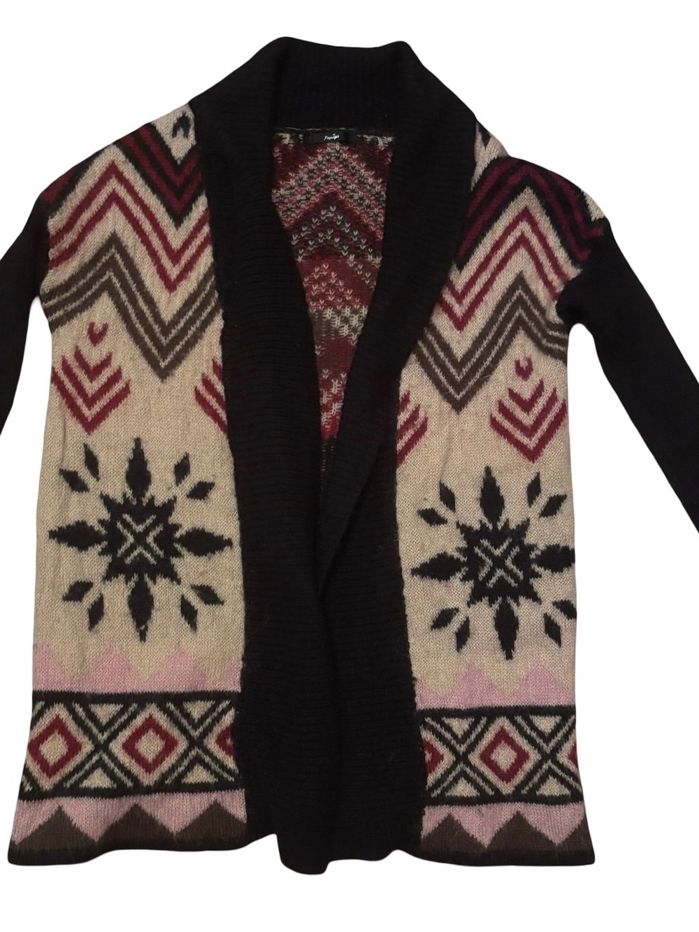 Papaya Southwestern Geometric Open Front Long Cardigan Sweater L XL